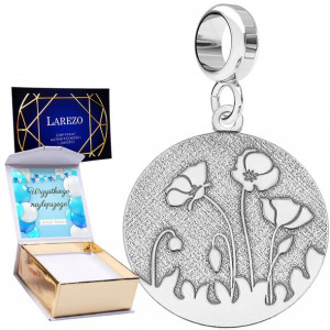 Charms + NADRUK Blaszka Maki srebro 925