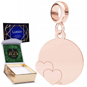 Charms + NADRUK Blaszka Serca Hearts różowe 925
