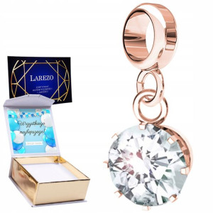 Charms + NADRUK Cyrkonia różowe złoto 925