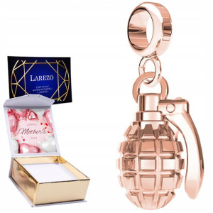 Charms + NADRUK Granat różowe złoto 925