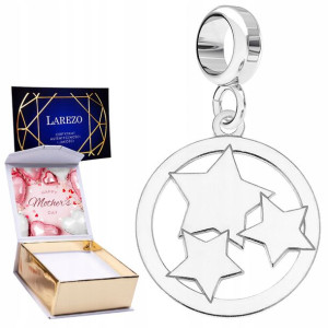 Charms + NADRUK Gwiazdki W Kole srebro 925