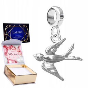 Charms + NADRUK Jaskółka Ptak srebro 925