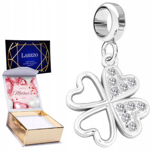Charms + NADRUK Koniczyna Cyrkonie srebro 925