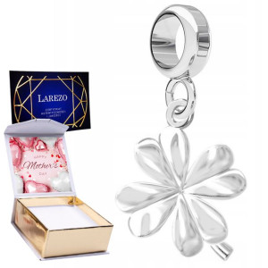 Charms + NADRUK Koniczyna Kwiat srebro 925
