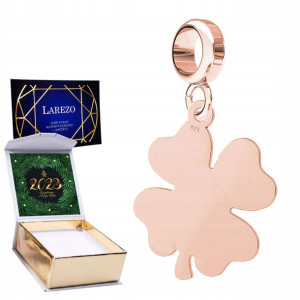 Charms + NADRUK Koniczyna różowe złoto srebro