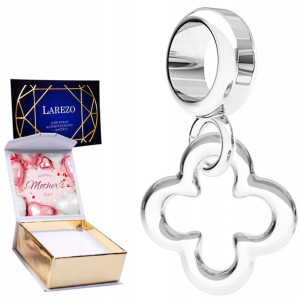 Charms + NADRUK Koniczynka Kwiat srebro 925