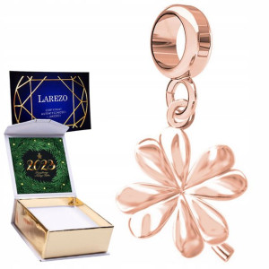 Charms + NADRUK Koniczynka różowe złoto srebro 925