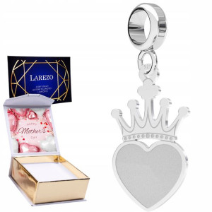 Charms + NADRUK Korona Serce Crown srebro 925