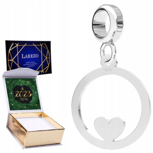 Charms + NADRUK Koło Serduszko Serce srebro 925