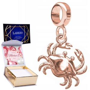 Charms + NADRUK Krab różowe złoto srebro 925