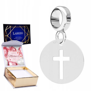 Charms + NADRUK Krzyż w Kółku srebro 925