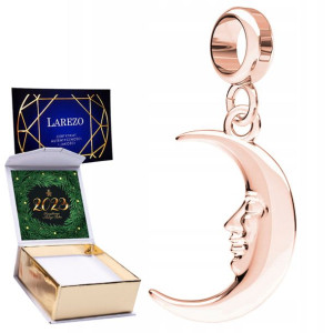 Charms + NADRUK Księżyc różowe złoto srebro 925