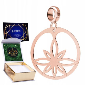 Charms + NADRUK Kwiat Lotosu Ażur różowe złoto 925