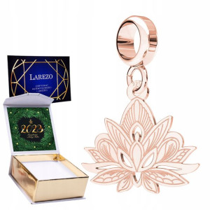 Charms + NADRUK Kwiat Lotosu różowe 925