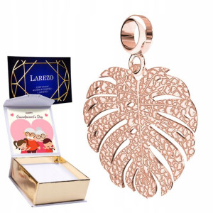 Charms + NADRUK Liść Monstera różowe 925