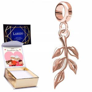 Charms + NADRUK Listek różowe złoto srebro 925