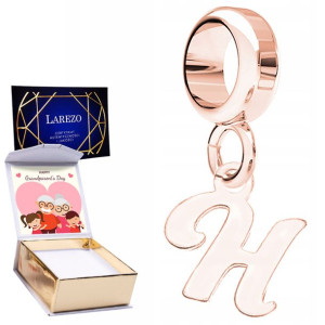 Charms + NADRUK Literka H różowe złoto 925