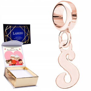 Charms + NADRUK Literka S różowe złoto 925