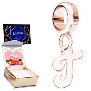 Charms + NADRUK Literka T różowe złoto 925