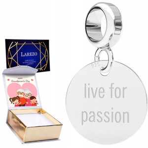 Charms + NADRUK Live for Passion srebro 925
