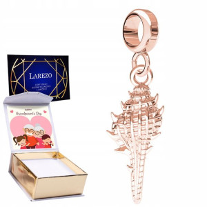 Charms + NADRUK Muszelka różowe złoto srebro 925