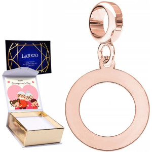 Charms + NADRUK okrągła blaszka różowe złoto 925