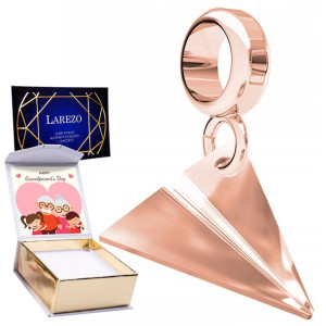 Charms + NADRUK Papierowy Samolot różowe złoto 925