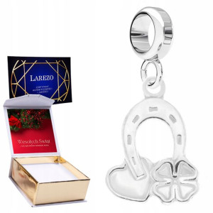 Charms + NADRUK Podkowa Koniczynka srebro 925