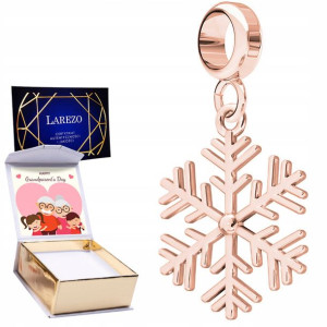 Charms + NADRUK Płatek Śniegu różowe złoto 925