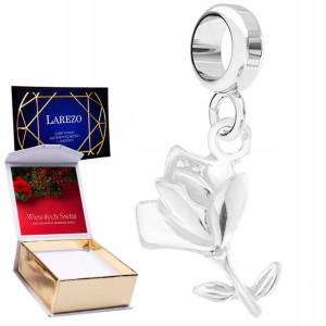 Charms + NADRUK Róża Kwiat Kwiatek srebro 925