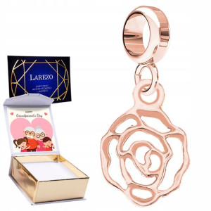 Charms + NADRUK Róża Kwiatek różowe 925