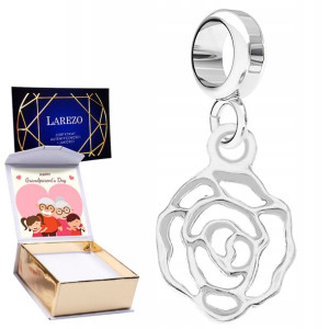 Charms + NADRUK Róża Kwiatek srebro 925