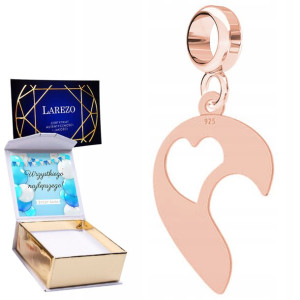 Charms + NADRUK Serce Love różowe złoto 925
