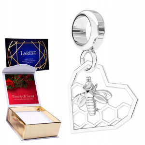 Charms + NADRUK Serce pszczoła srebro 925