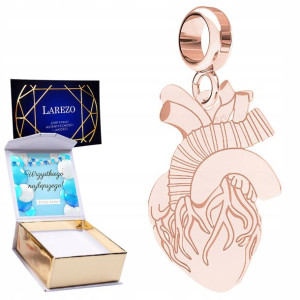 Charms + NADRUK Serce różowe złoto srebro 925