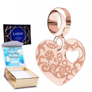 Charms + NADRUK Serce Rzeźbione różowe złoto 925
