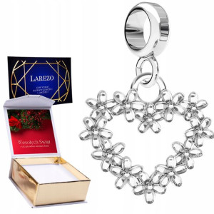 Charms + NADRUK Serce w kwiaty srebro 925
