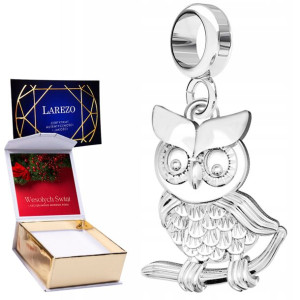 Charms + NADRUK Sowa Zwierzę Ptak srebro 925