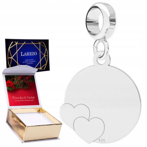 Charms + NADRUK srebro Blaszka Serca 925
