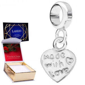 Charms + NADRUK srebro Serce Napis Love 925