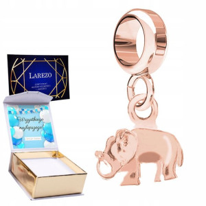 Charms + NADRUK Słoń Słonik różowe złoto 925