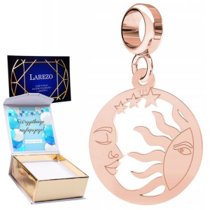 Charms + NADRUK Słońce Księżyc różowe złoto 925