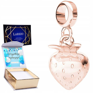Charms + NADRUK Truskawka różowe złoto srebro 925