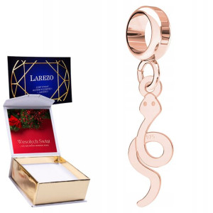 Charms + NADRUK Wąż Snake różowe złoto 925