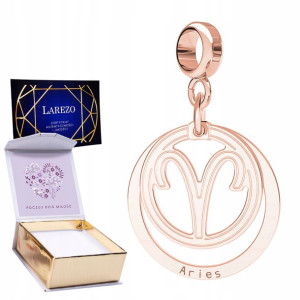 Charms + NADRUK Znak Baran różowe złoto 925