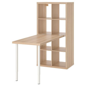 IKEA KALLAX LINNMON Biurko biały/dąb bejcowany na biało 77x139x147 cm