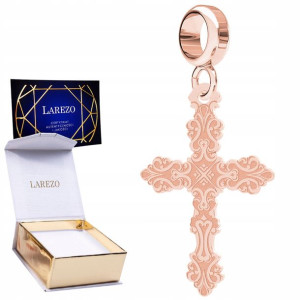 Charms Krzyżyk różowe złoto srebro 925