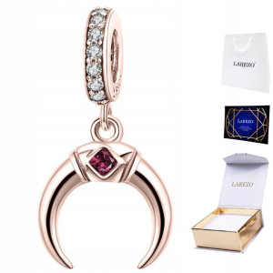 Charms Księżyc Cyrkonia różowe złoto srebro 925