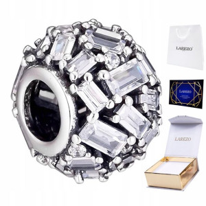 Charms Kulka Cyrkonie Kamienie srebro 925