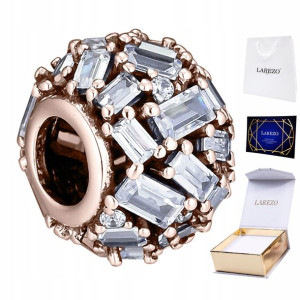 Charms Kulka Cyrkonie różowe złoto srebro 925